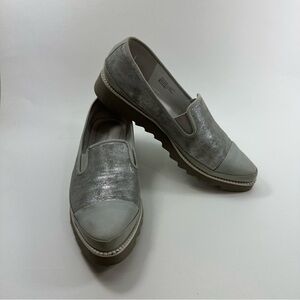 Donald Pliner Beliz Loafer Shoe 6.5 Slip On Comfort Casual Gray Wedge
